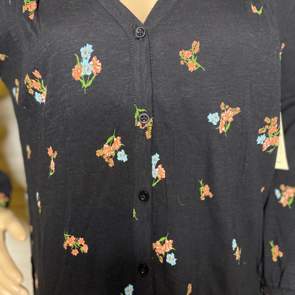 Lucky Brand Floral Print Peasant Top Size S/P NWT - Picture 3 of 5